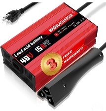 Magula 48 Volt Golf Cart Battery Charger 15 AMP - 3 PIN TRIANGULAR PLUG