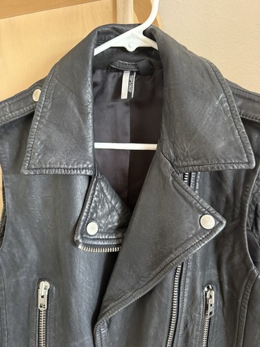 Top shop Women’s US8 Black Real Leather Biker Best - Picture 3 of 5