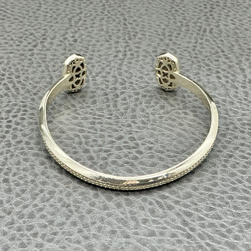 Brazalete Kendra Scott ELTON Chapado en Oro Tono Plata Drusy Cuarzo Brazalete 7 Pulgadas Foto 4 de 4