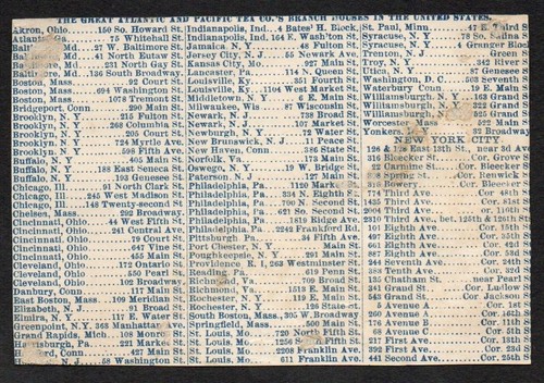 Victorian Trade Card Cutout - Great Atlantic & Pacific Tea Co. Late 1800's. - Bild 2 von 2