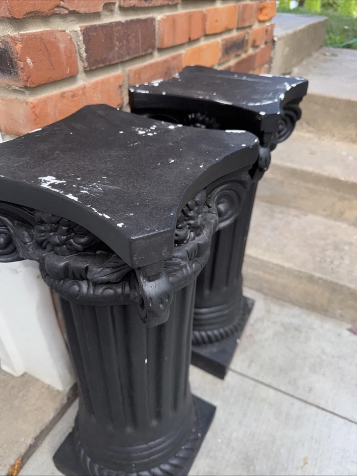 Vintage Black Plaster Greek  Decorative Column/Plant Stand - Image 3 of 4