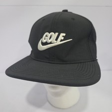 Nike Golf Hat Cap Snap Back One Size Men's Black Dri-FIT Perforated Swoosh