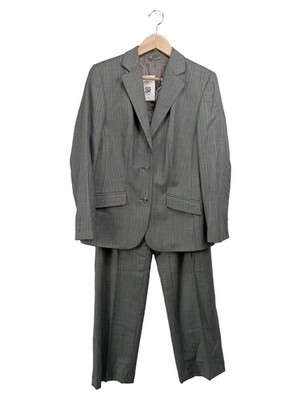 DORMEUIL Damen Hosenanzug Gr. 44/XXL Grau Gestreift Business Wolle