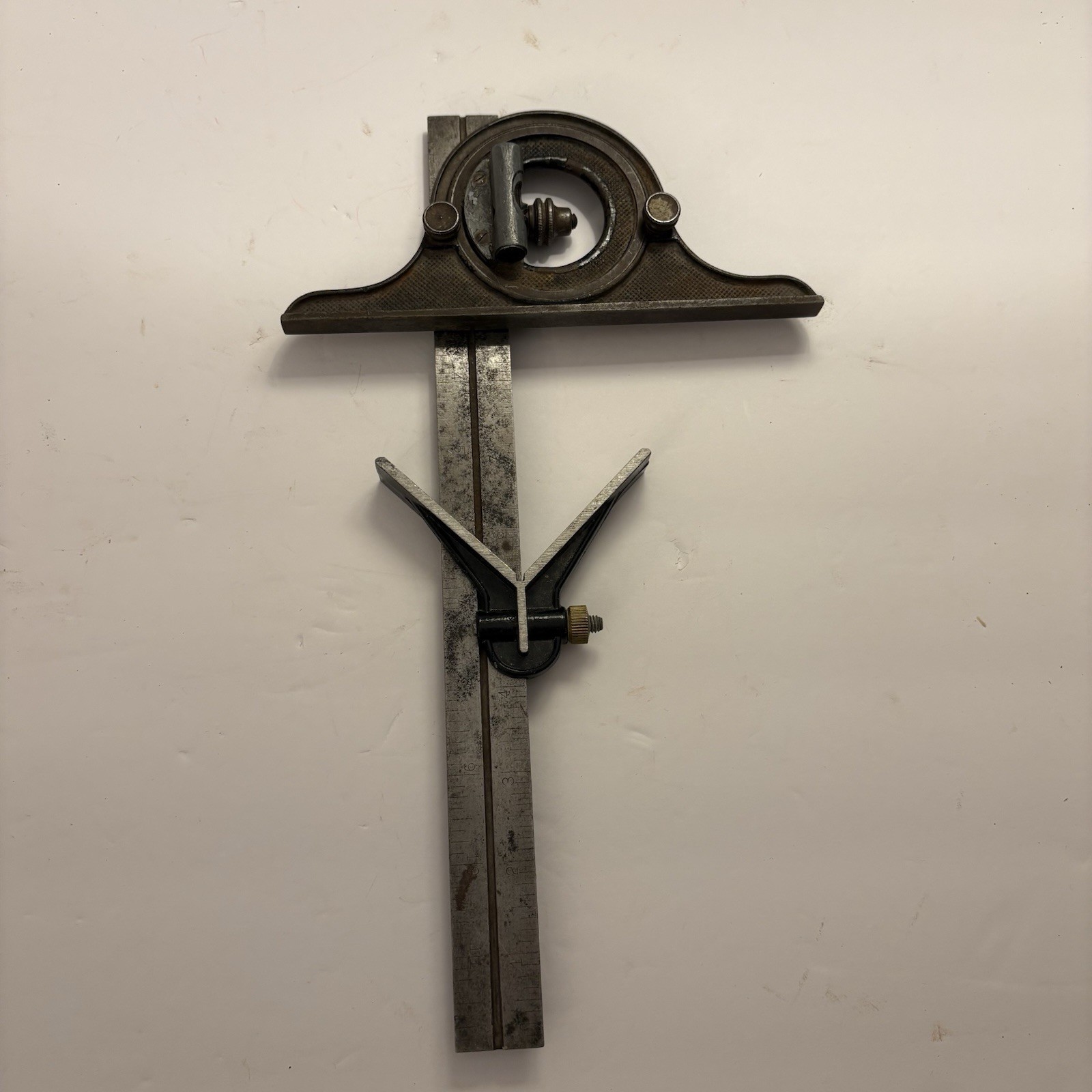 Vintage L S Starrett #12 Combination Square W/ Protractor Head & 45 degree