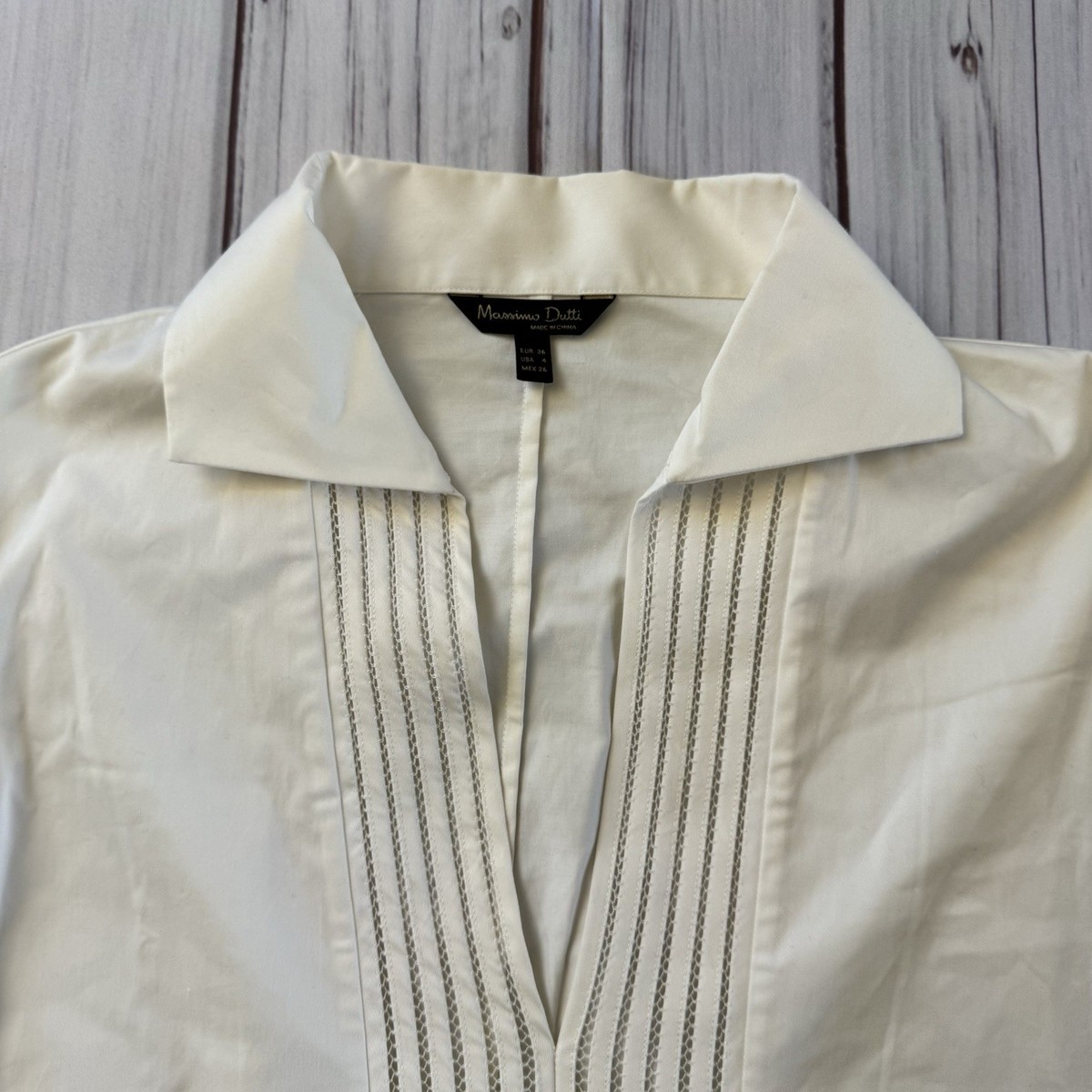 Massimo Dutti Women's White Blouse Top Shirt EU 36 Designer View 3