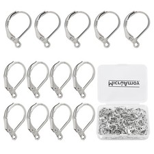 100Pcs Silver Filled Leverback Earwires French Earring Hooks,Hypoallergenic D...