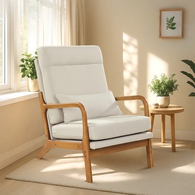 Uimoso Mid-Century Modern Accent Chair Linen Fabric Armchair with 5.3 in Cushion