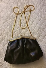 Vintage Clutch Purse Handbag with Jeweled Clasp.