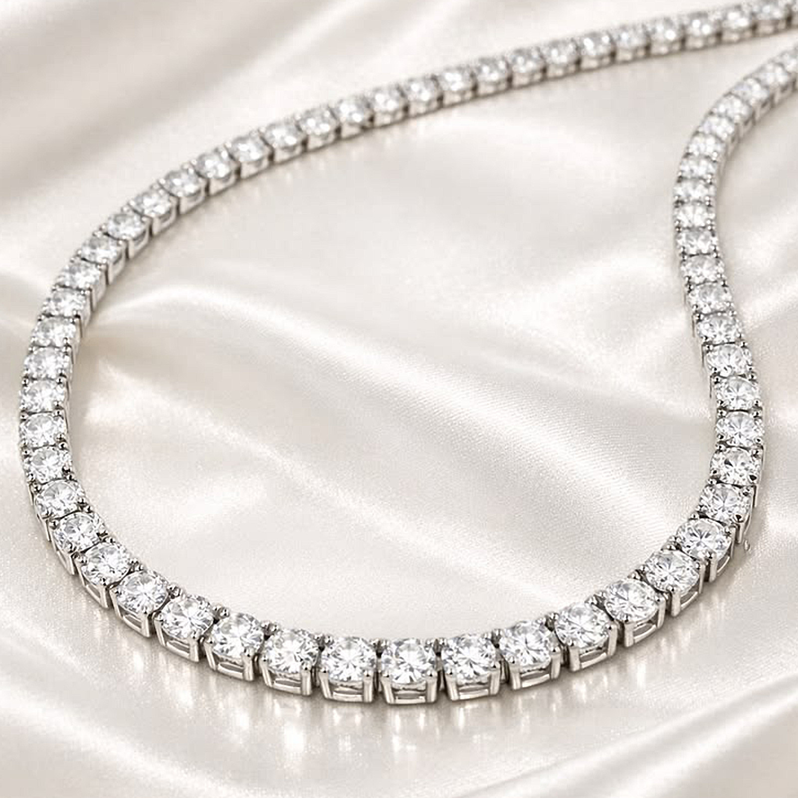 Lab Grown 40 Carat Round Cut Diamond Certified Women Necklace 14k White Gold CVD image 5