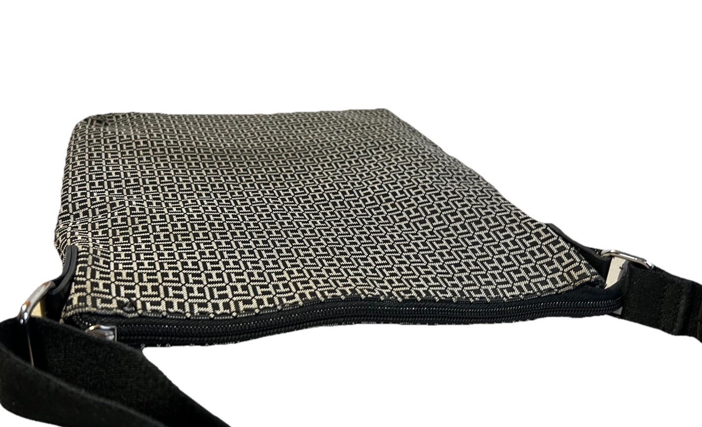 Tommy Hilfiger Crossbody Bag Womens Black Beige Logo Print Shoulder Adjustable thumbnail 5