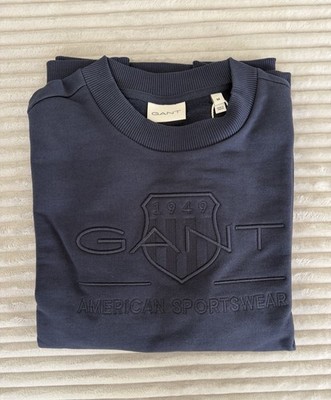GANT Sweatshirt Herren Gr. M Navy Neu mit Etikett REG TONAL SHIELD UVP 129,90  