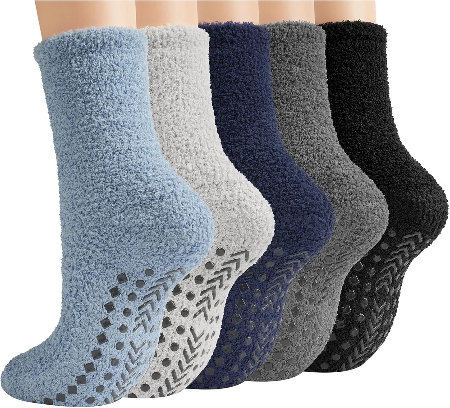 Fuzzy Socks Men with Grips, Winter Fluffy Slipper Socks Hospital Cozy Warm