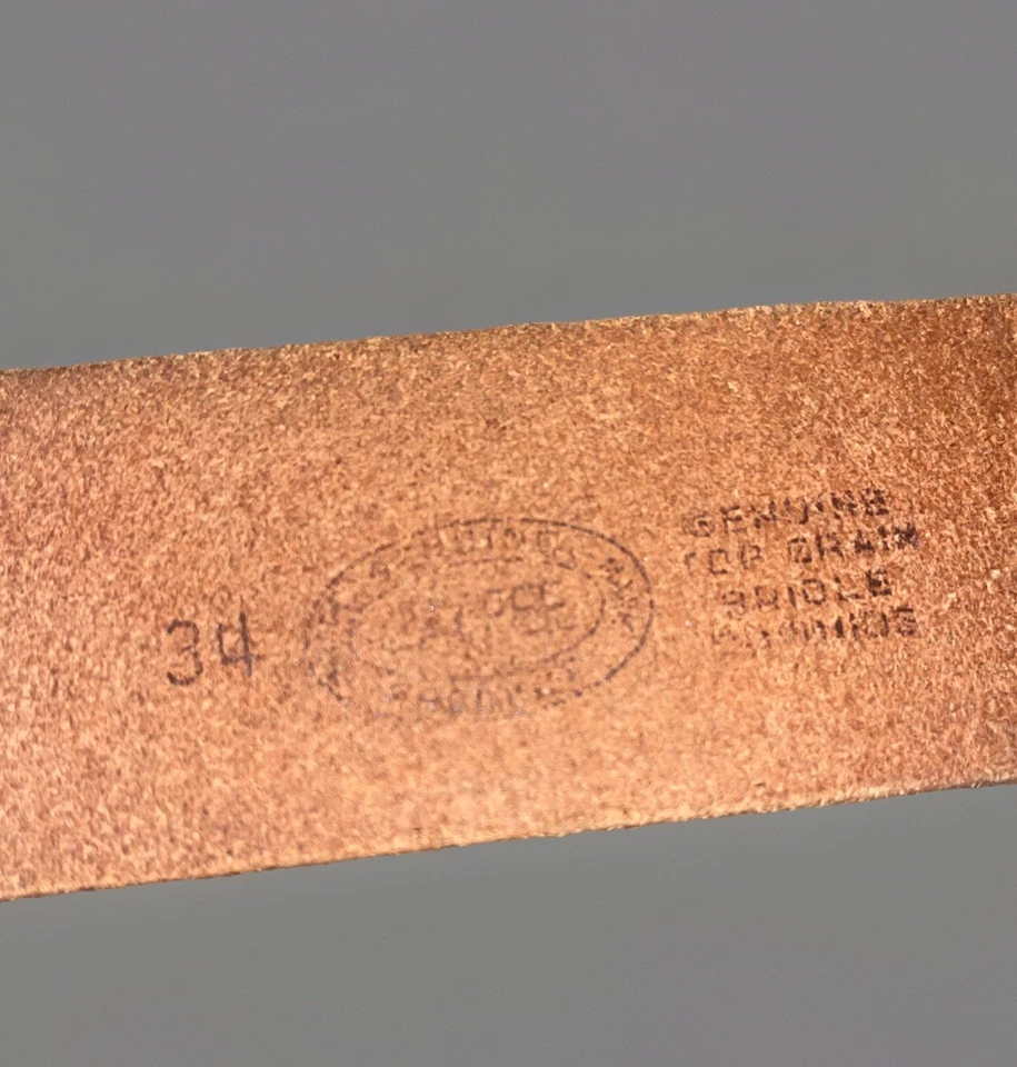 Cinturón Sam Marrón Grano Completo Cuero Latón Hebillas Talla 34 De Colección Foto 3 de 4