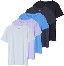 5 Pack Women's Short Sleeve Workout T-Shirts Gym Tops Plus Size Dry Fit