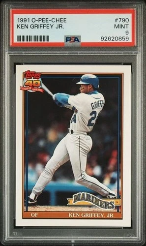 1991 O-Pee-Chee OPC #790 Ken Griffey Jr (2nd Year) PSA 9 Mint (CLEAN SLAB!)