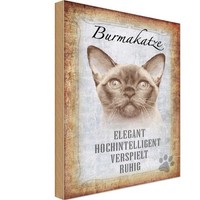 Holzschild 18X12 Cm Burmakatze Katze Tier Haustier Deko Geschenk Holz Schild