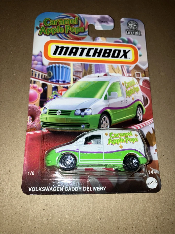 Matchbox Volkswagen Caddy Delivery 1/6 Caramel Apple Pops Car Mattel NEW VW - Image 2 of 3