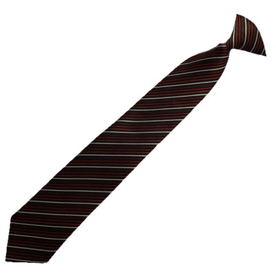 Dupont Teflon Fabric Protector Boys Clip-On Tie Red Black White Stripes EUC