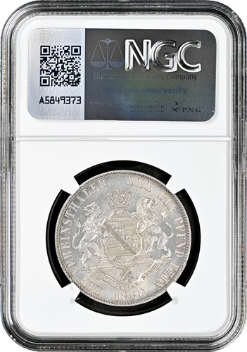Sachsen 1 Vereinstaler 1860 B, NGC MS64, "König Johann I (1854 - 1873)" Pop 3/2 - Bild 2 von 2