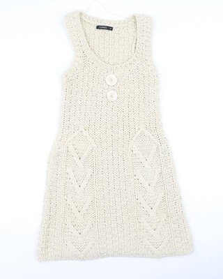 Dunnes Stores Damen Beige Acryl Fit & Flare Größe M Rundhals