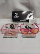 Liu-Wen 2 Pairs Heart Sunglasses Toddler Girls Polarized Pink  HotPink w/Straps