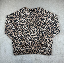 F&F Sweatshirt Women's Medium Brown Rich Leopard Print Long Sleeve Crew Neck