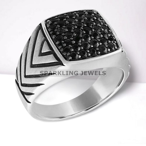 VVS Black Onyx Round Cut With 925 Sterling Silver Ring For Men #C412 #