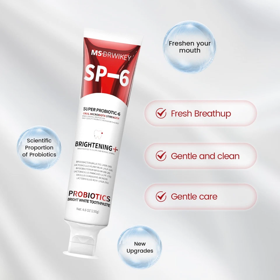 MSDRWIKEY SP-6 6-Probiotic Whitening Toothpaste Brighten - 3 x 4.6 oz - Image 3 of 4