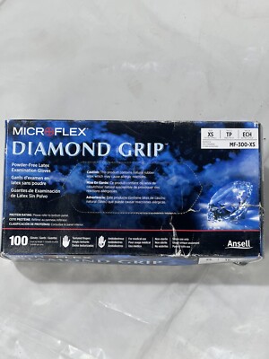 Microflex Latex Gloves Diamond Grip MF-300-XS Disposable (X-SM) 100 Gloves NEW!