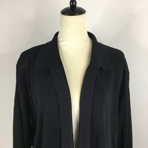 Exclusively MISOOK Womens sz 2X Black Slit Hem Collared Open Front Cardigan - Picture 5 of 12