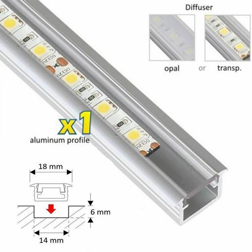 1 Meter Aluminium Channel For LED Strip Light Cover PVC Profile Slim Diffuser - Picture 7 of 8
