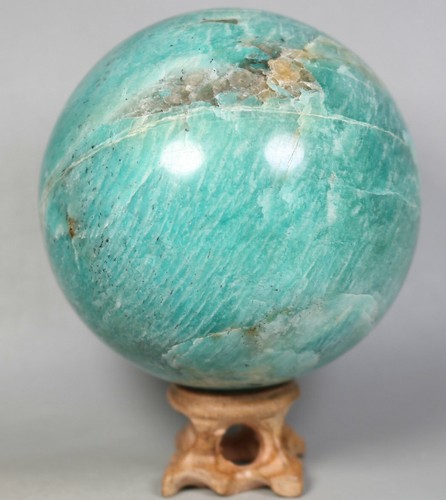 2.25lb Natural Amazonite Crystal Stone Sphere Ball specimen Healing / Stand - Picture 12 of 12