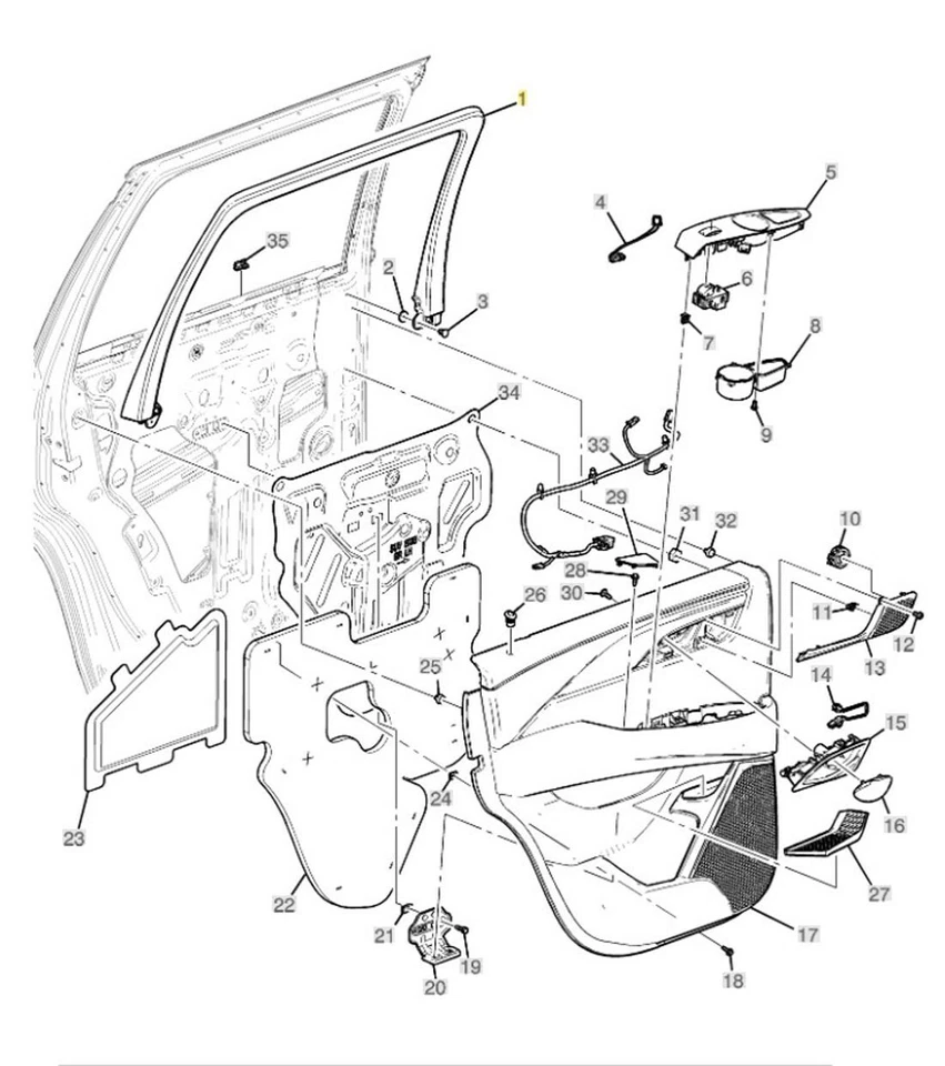 Moldura interior Asm-Trasera puerta lateral ventana adorno Escalade ESV Suburban Yuko XL Foto 4 de 4