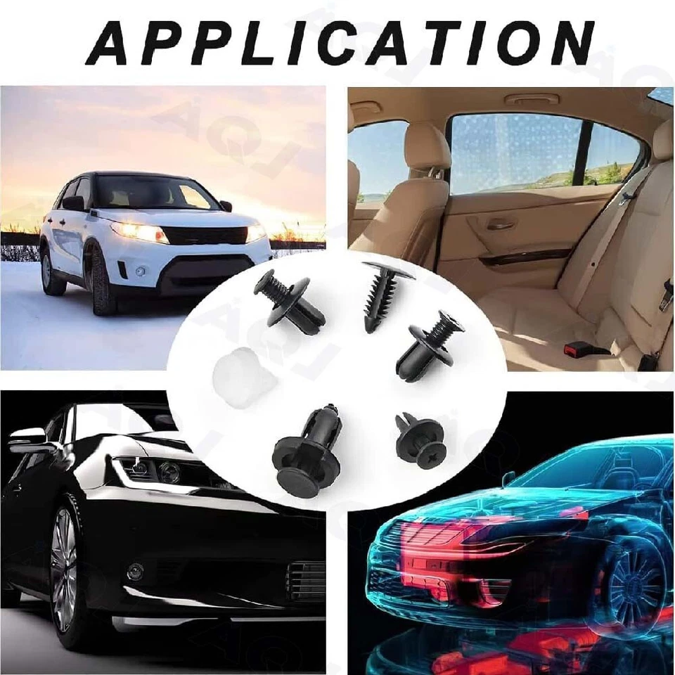 Kit de sujetadores de plástico automáticos pasador de ajuste de empuje remache parachoques clips de retención de automóvil 100' piezas Foto 4 de 4