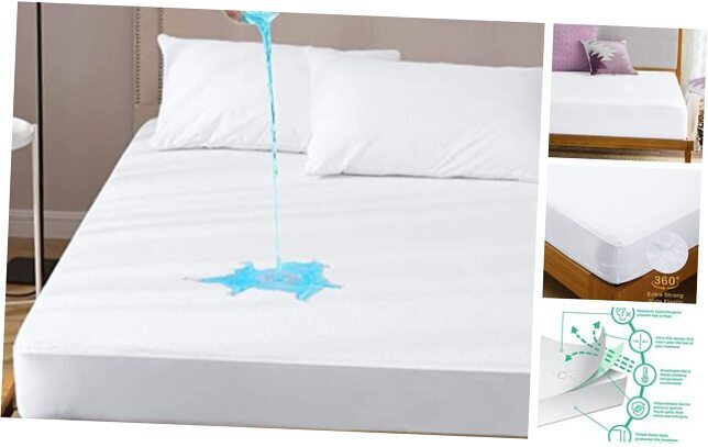 Mattress Protector Terry Fabric 200 GSM Cover for Full Size Bed King White-image