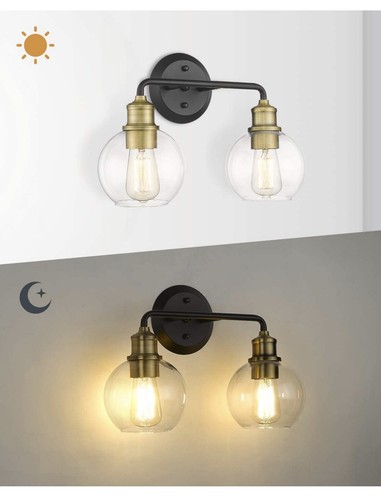 AKEZON 2-Light Bathroom Light Fixtures, Brushed Nickel Bathroom Vanity Lights - Picture 3 of 6