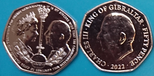 Gibraltar 50 pence 2022 - King Charles III - NEUHEIT / NEW - 第 1/1 張圖片
