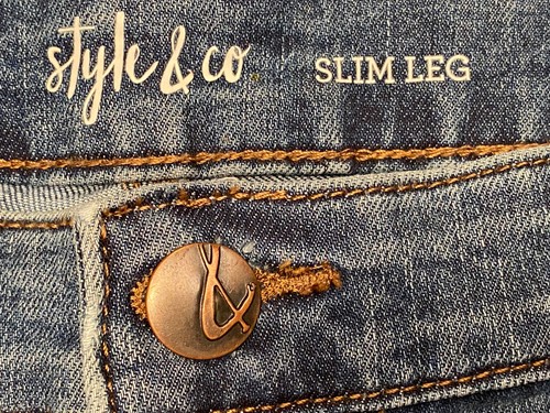 Style & Co. Women's Medium Wash Blue Slim Leg Embroidered Stretch Jeans Size 16 - Picture 18 of 20