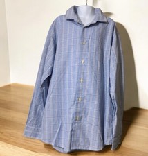 Boys Chaps Blue Checked Long Sleeve Button Up Dress Shirt Sz L 14/16 