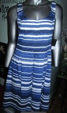 Nine West Blue and White Stripe Cotton Dress Size 8 MSRP $99