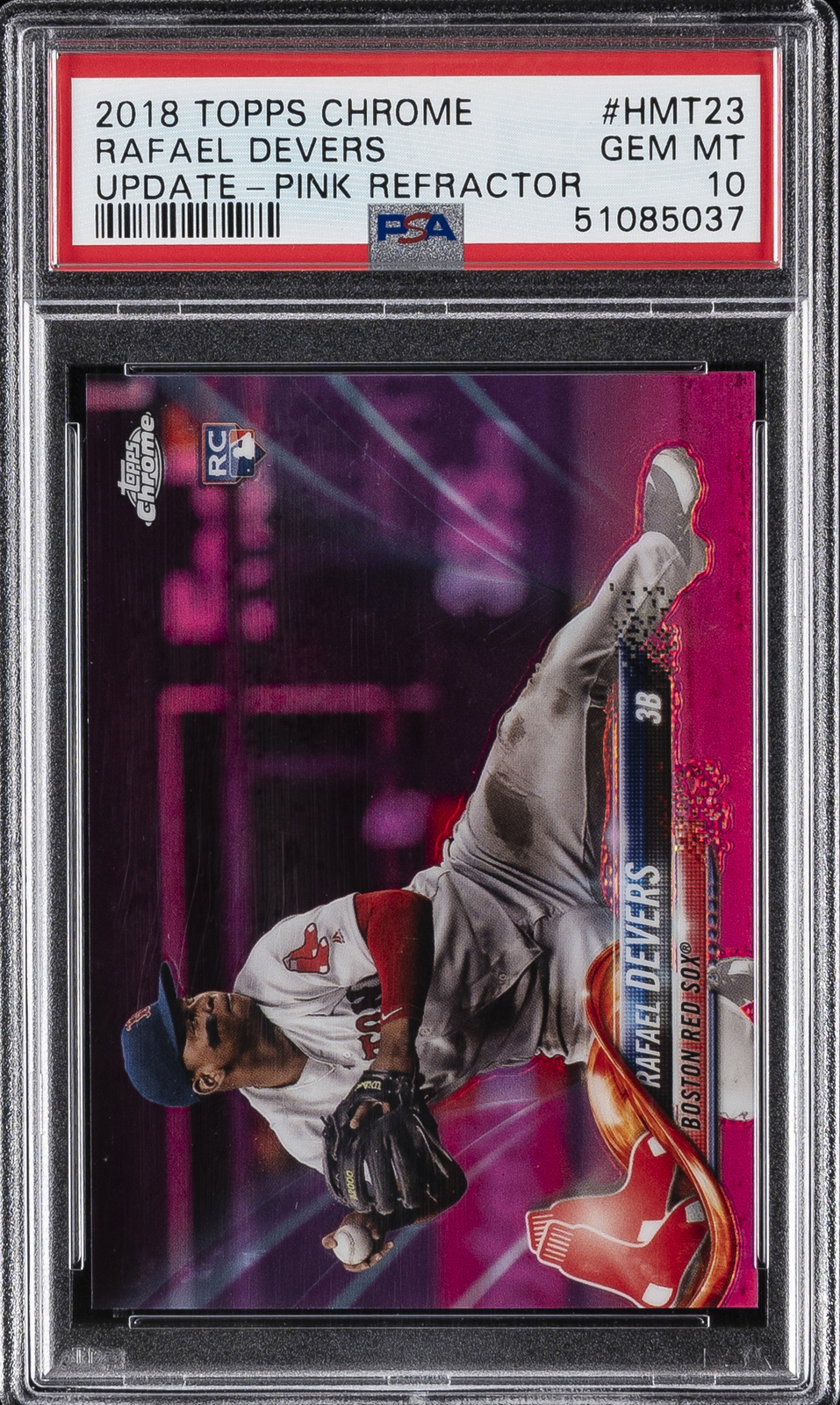 2018 TOPPS CHROME UPDATE PINK REFRACTOR #HMT23 RAFAEL DEVERS ROOKIE RC PSA 10