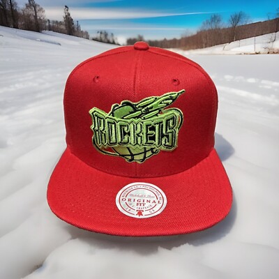 Houston Rockets Hat Reverse Grinch Red Mitchell and Ness XMAS Snapback Cap H42