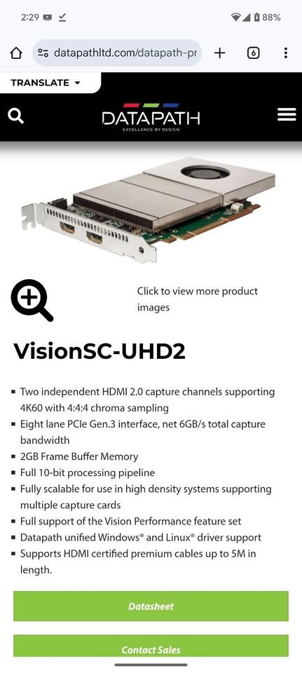 DATAPATH VisionSC-UHD2 Dual Port 2-Channel HDMI 2.0 4K UHD Video ...
