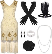 PLULON 1920s Abiti da Donna, Paillettes Frange Gatsby Flapper Cocktail...