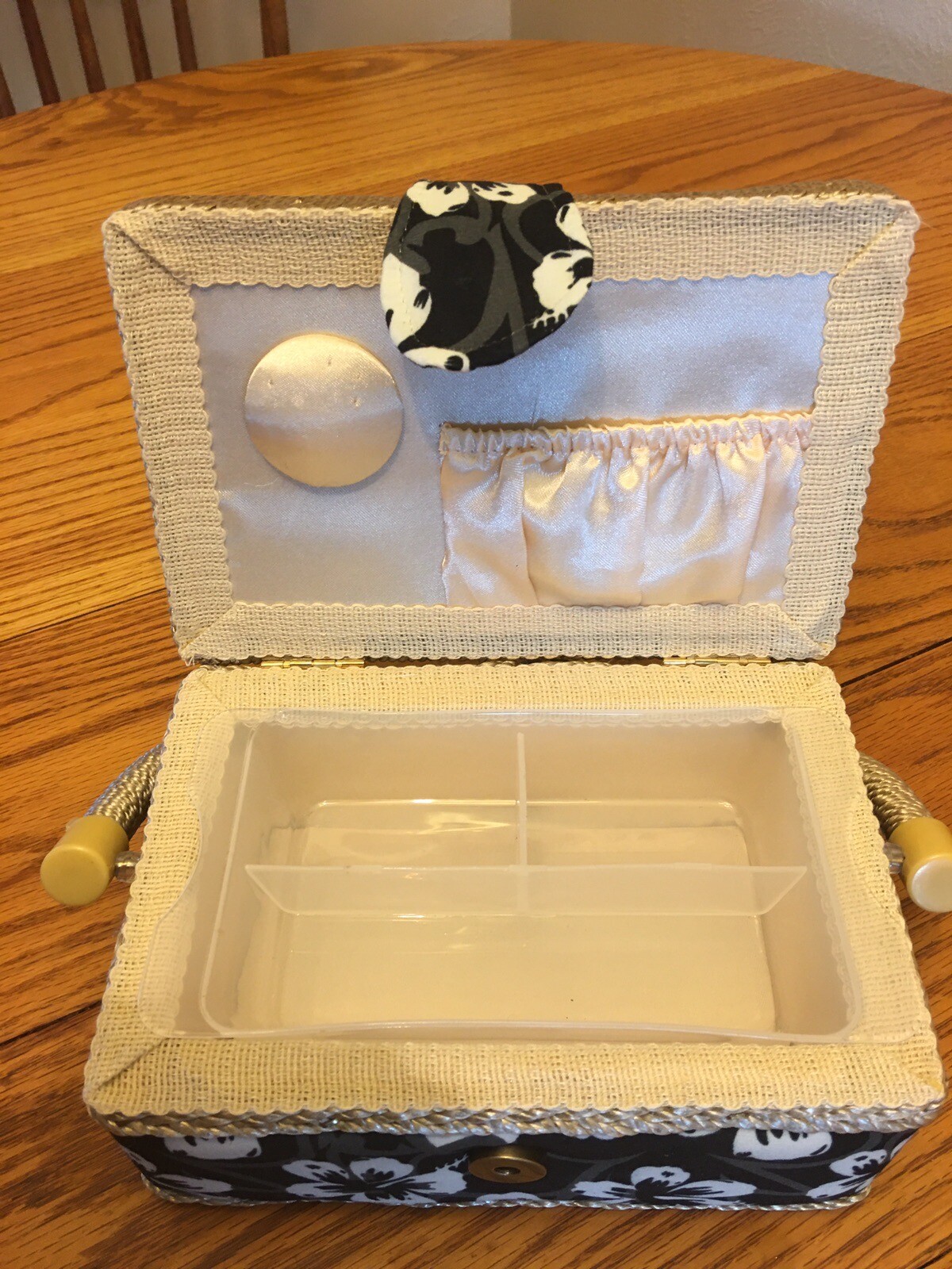 Vintage Small Fabric Sewing Box with Plastic Tray Excellent Condition