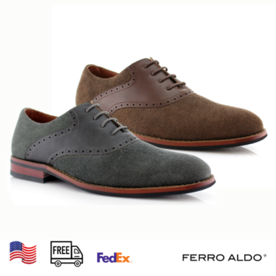 Ferro Aldo BAXTER Men's Piled Velvet Brogue Office Work Blucher