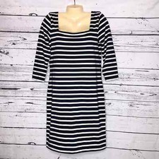 J. Crew NWT Size 8 Navy Blue & White Stripe Square Neckline Sheath Dress