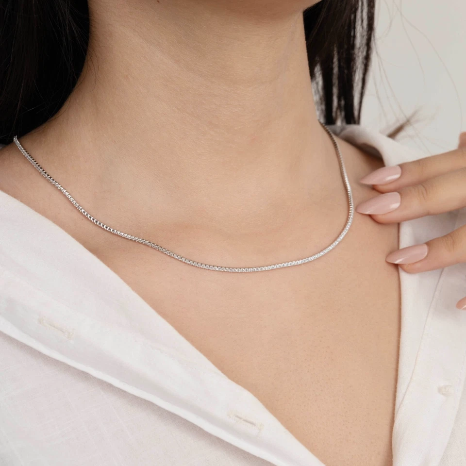 14k Gold Lab-Creted Diamond Tennis Necklace, 3mm Round Diamond Tennis Necklace - Image 4 of 4