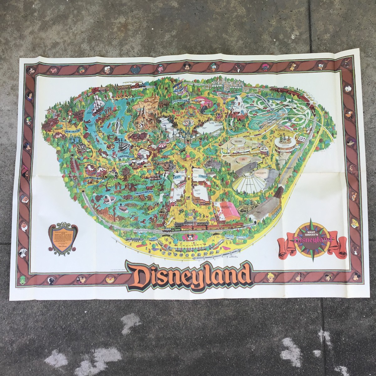 Vintage Disneyland Wall Large Map Walt Disney 30