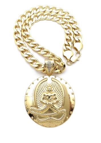 HIP HOP GOLD PLATED 2PAC EUPHANASIA PENDANT & 11mm 20" CUBAN CHAIN NECKLACE - Picture 2 of 5